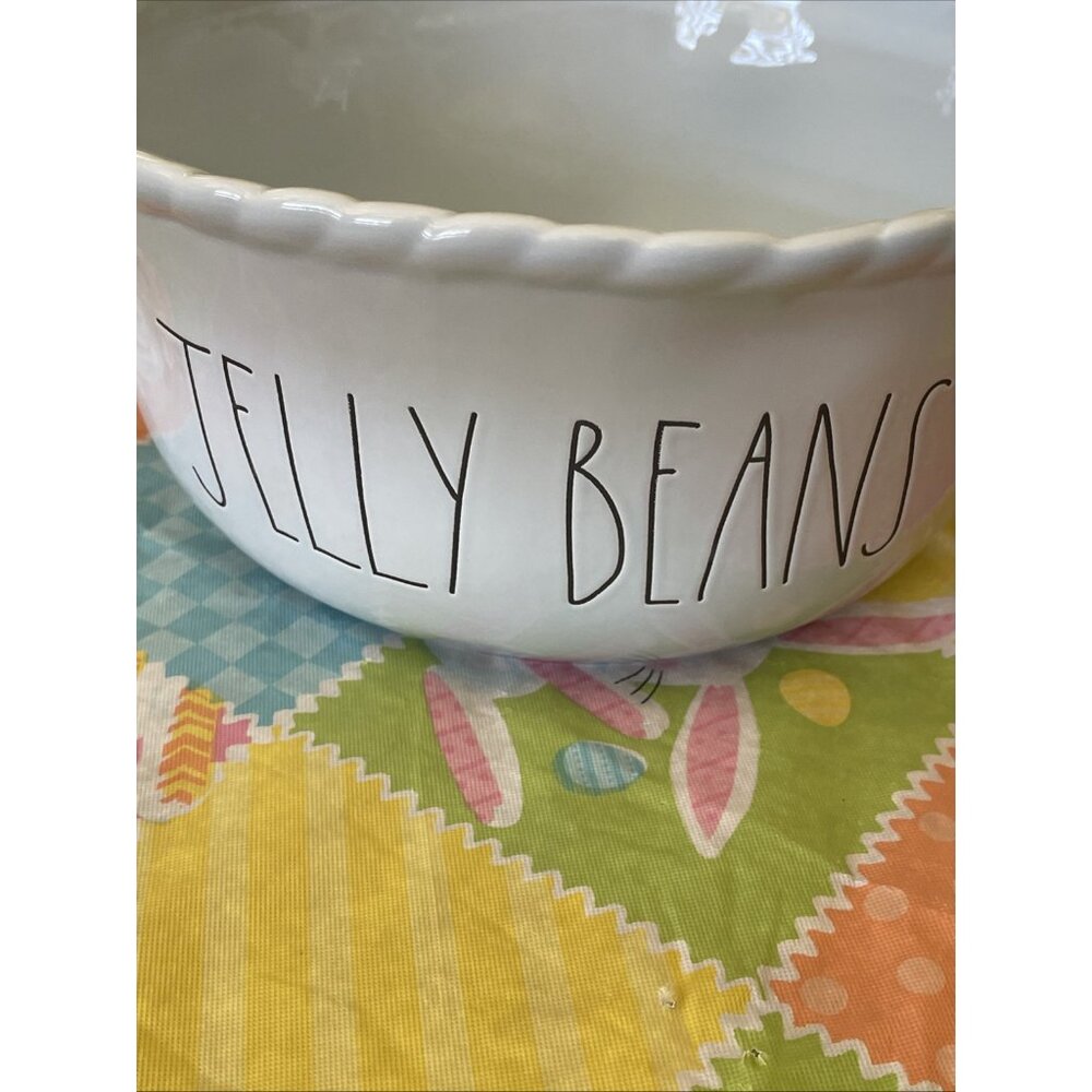 Rae Dunn Jelly Beans Easter Ceramic Basket Serving Bowl Large Light Blue 10" - Picture 4 of 8